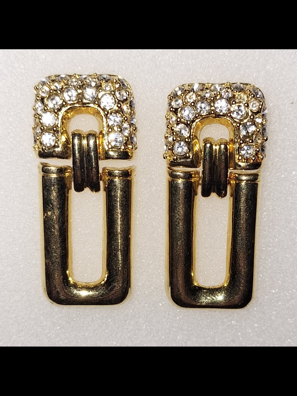 Gold Crystal Drop Link Earrings - Women Costume Jewelry